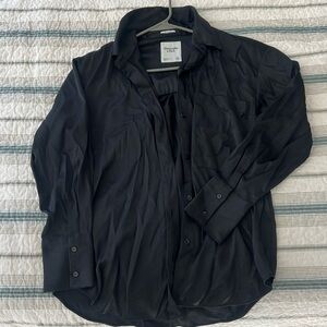 Abercrombie & Fitch oversized satin button-up